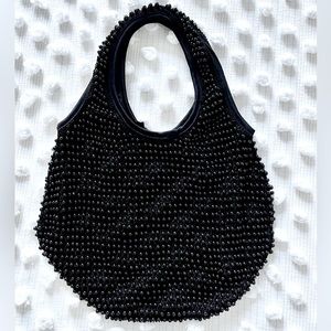 Black beaded hobo bag